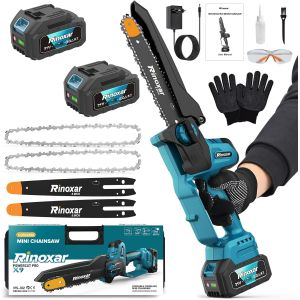 MEVRONISSHOP-Mini Tronconneuse &agrave; Batterie, 8 Pouces Tron&ccedil;onneuse &Eacute;lectrique Sans Fil 20V/8000mAh avec Graisseur Automatique, Cha&icirc;ne de Remplacement,1300W Moteur sans Balais, Pour le Jardinage - Power - Neuf