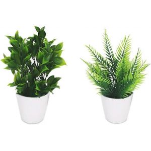 2 Suit artificiel en pot simulation plante plante verte d'intérieur en pot petit bonsaï pastoral - Neuf