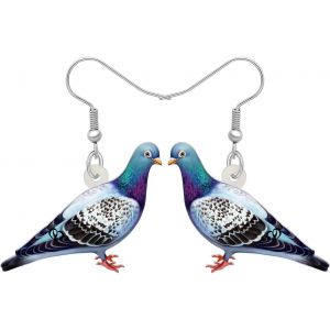 Kal-Boucles D'oreilles Pigeon En Acrylique Colombe Oiseau Animaux Pendentif Bijoux Hypoallergéniques Pour Femmes Printemps Eté Cadeaux De Charme - Neuf