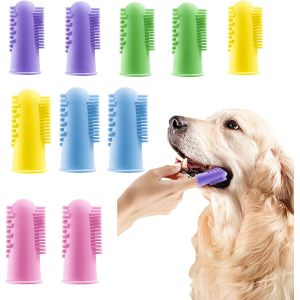 Fchhk-10pièces Brosse A Dent Chien, Silicone Brosse A Dent Pour Chien, Brosse A Dent Chat, Poils Double Face Brosse A Dents Chien, Brosse À Dents De Doigt Pour Nettoyage Des Dents Et Soins Dentaires - Neuf