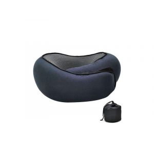 Oreiller de voyage en mousse &agrave; m&eacute;moire de forme avec sac de rangement &iquest; Bleu marine - Neuf