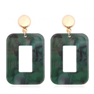 Boucles D'oreilles Pendantes Rectangulaires En Resine Pour Femmes, En Alliage (Vert) - Neuf