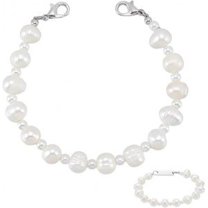 Eryi-Bracelet D'alerte Médicale Pour Femmes Bracelet De Perles D'eau Douce Naturelles De Culture De 8mm Bracelets D'id Médicale De Remplacement Interchangeable 15cm Étiquette D'id Non Incluse - Neuf