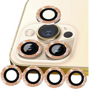 Kal-4pcs Compatible Avec Iphone 12 Pro Max Caméra Protection, Pour Apple Iphone 12 Pro Max Arrière Protecteur (6,7 Pouces), Couvercle De Lentille Bling, (Doré) - Neuf
