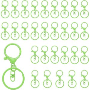 Eryi-Mousquetons À Griffes De Homard Pour Porte-Clés, Lot De 30 Mousquetons À Griffes De Homard Avec Mousqueton Pivotant Et Anneau Fendu Pour Porte-Clés Diy, Couleur Vert Clair - Neuf