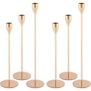 Lot De 6 Bougeoirs Hauts Coniques Dorés Pour Cheminée, Mariage, Dîner Aux Chandelles, Fête D'anniversaire, Décoration De Table - Neuf