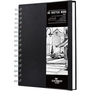 KALANKA-Carnet de croquis A5 à couverture rigide, 200 g/m² en papier cartouche épais, carnet de croquis à reliure spirale A5 pour croquis, illustration, portrait, 50 feuilles/100 pages - Neuf