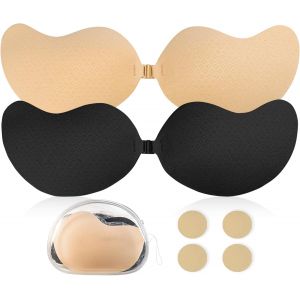 2 Pairs Of Adhesive Push-Up Bras,Strapless & Breathable,Invisible Self Adhesive Bra For Women,With 4 Nipple Covers.[F224] - Neuf