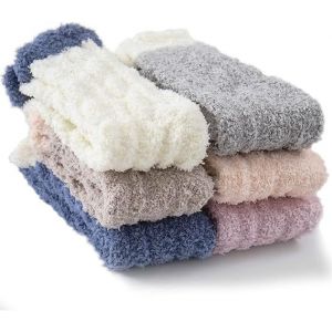 5 Paires De Chaussettes Pour Femmes, Chaud, Moelleux Doux Chaussettes Épaisses Peluche Confortable Chaussette De Noël En Hiver Chaussettes Pour Femmes - Neuf