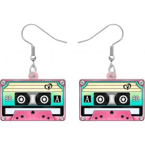 Kal-Acrylic Fun Vintage Boucles D'oreilles Cassette Tape Radio Bijoux R&eacute;tro Pour Femmes Filles 80s 90s Cadeaux Nostalgiques F&ecirc;te Favors - Neuf