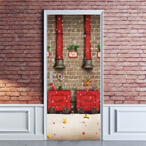 90 x 200 cm Porte Autocollant&iquest;F&iquest;3D Porte Affiche Autocollant Santa Claus Giv - Neuf