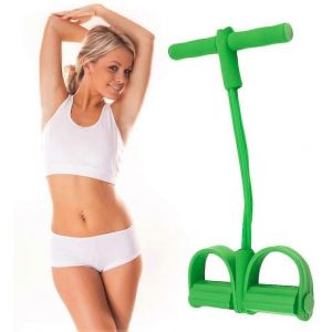 2pcs Crunches Entra&icirc;neur De Force,4 Tubes &Eacute;lastique Cordon De Serrage Abdominaux Exerciseur Avec P&eacute;dale Fitness &Eacute;tirement Amincissant Vert - Neuf