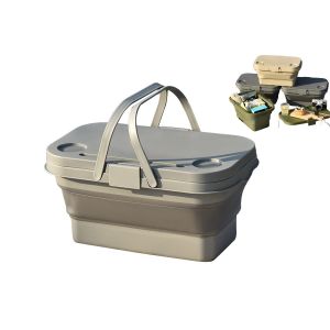 Panier De Pique-Nique Pliable Et R&eacute;sistant &Agrave; L'eau Avec Couvercle Et Design Multifonctionnel - Neuf