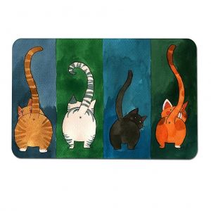 Tapis de porte fin en caoutchouc antid&eacute;rapant &agrave; motif chat pour usage int&eacute;rieur - Neuf