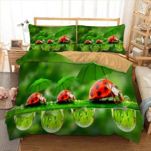 D Parure De Lit Paysage De Coccinelle&pound;&not;Housse De Couette En Microfibre Hypoallergique Fermeture &iquest;&iquest;Clair Parure De Lit Dxcm( Housse Couette Housse Oreillers) - Neuf