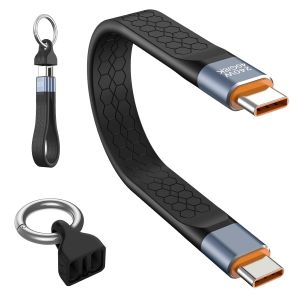 JGD-C&acirc;ble USB C Court 13cm, Design de Porte-cl&eacute;s Portable, 240W Type C M&acirc;le Vers M&acirc;le 40Gbps Charge Rapide Transfert de Donn&eacute;es C&acirc;ble Souple FPC pour iPad T&eacute;l&eacute;phones Tablette Appareil-Noir - Neuf