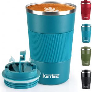 Kalanka-Mug Isotherme Cafe Tasse À Café 380ml Tasse Isotherme De Café Isolée Avec Couvercle, Tasse De Voyage En Acier Inoxydable Tasse De Voiture À Double Paroi Tasse Thermique Réutilisable,Bleu - Neuf
