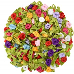 Kal-100 Pi&egrave;ces Mini Rose En Satin, T&ecirc;te De Fleurs En Tissu, Mini Rose En Tissu A Coudre Couleur Mixte, Diy Pour La Couture, D&eacute;coration De Table Fleurs Pour Mariage, F&ecirc;te, Maison - Neuf