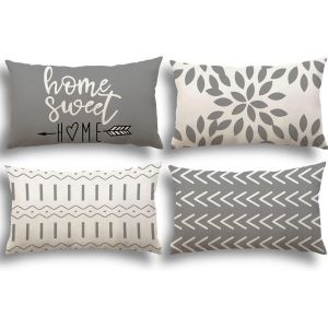 Cauc-Lot De 4 Housse Coussin D&eacute;coratif Canap&eacute; Taie D'oreiller Decoration Canap&eacute; Housses De Coussin En Lin D'ext&eacute;rieur Housse De Coussin D&eacute;coration Pour Chambre, Canap&eacute;, Chaise, Lit,Jardin 30x50cm - Neuf