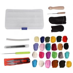 24 Couleurs DIY Color&eacute; Aiguille Feutrage Laine M&egrave;che Filature Couture D&eacute;butant Artisanat Kit d'outils - Neuf