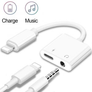 Adaptateur Jack pour iPhone, 2 en 1 Adaptateur pour iPhone [Audio + Recharge] Adaptateur de Charge/Adaptateur de Casque - Blanc - Neuf
