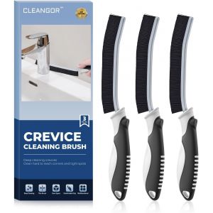 Cleangor Brosse à Joints,Brosse NettoSalle de Bain,Brosse à Joint Carrelage,Brosse à Récurer,Brosse à Poils Durs,Lot Brosse Nettopour la Cuisine et Les Toilettes (3,Noir) - Neuf
