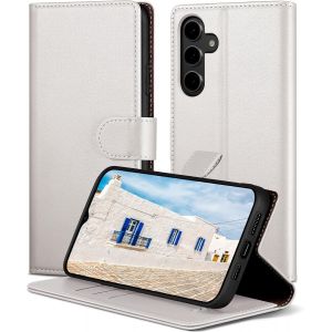 Eryi-Coque Pour Samsung Galaxy A34 5g[Fentes Cartes][Rfid Blocage] Coque Pour Samsung Galaxy A34 5g Avec 1 Verre Trempé Fentes Pour Cartes Etui Housse En Cuir Pu,Coque Pour Samsung A34,Blanc - Neuf