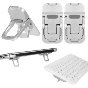 WQS-Lot de 2 supports pour ordinateur portable à double ajustement, invisible, autocollant, en silicone, antidérapant, pour la plupart des claviers d'ordinateur portable (argenté) - Neuf