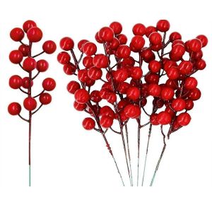 25 Pcs 20cm Berry Tiges D&eacute;corations de No&euml;l, Ramasse des Branches et des Brindilles - Neuf