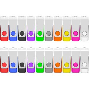 CMJAAGUR-Lot De 20 Cl&eacute;s Usb 4 Go - Cl&eacute; Usb 2.0 Haute Vitesse - Multicolore - Rotate[M1863] - Neuf