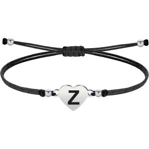 Eryi-- Bracelet Lettre Initiale A - Z En Acier Inoxydable Avec Fil Ciré, Bracelet Femme Ou Homme, Bracelet Coeur Avec Lettre Gravée, Cadeau Pour Mère, Fille, Amie, Petite Amie - Neuf