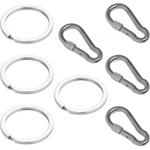 Checarzhn--No1-Lot De 8 Mousquetons À Vis Super Puissants Avec Écrous, 60 Mm, Avec 4 Anneaux Ronds, Pour L'escalade, La Balançoire, Les Voiles D'ombrage, Robustes Et Durables - Neuf