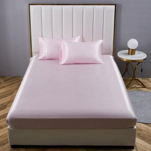 Tianyi-Drap Housse 90x190 Satin Rose Uni Bonnet 30 Cm Soyeux Brillant Luxe Soie Drap De Lit En Satin De Soie Polyester Douce Lisse Respirant Pour Matelas Épais - Neuf