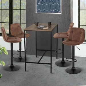 Lot De 4 Tabourets De Bar Denver Marron Vintage - Neuf