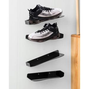 CAUC-Porte Chaussures Mural, Etag&egrave;res de Pr&eacute;sentation de Chaussures Combin&eacute;es de Mani&egrave;re Flexible, en Acrylique Range Chaussures Suspendu pour 2 Paires de Chaussures (Noir) - Neuf