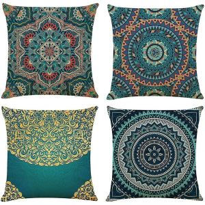 Lot De 4 Décoratif Taie D'oreiller Housse De Coussin Impression Double Face Datura Fleurs Court Plus - Neuf