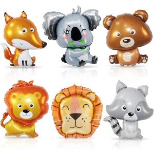8 Pi&egrave;ces Ballons Animaux Jungle, G&eacute;ant Animal Feuille D'aluminium Ballons, Ballon Anniversaire, XXL Aluminium-Helium Ballons t&ecirc;te d'animal pour Mariages D&eacute;corations de F&ecirc;te de Douche de B&eacute;b&eacute; Enfants - Neuf