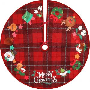 Jupe de sapin de No&euml;l 90 cm &agrave; carreaux rouges pour la d&eacute;coration des f&ecirc;tes de fin d'ann&eacute;e - Neuf