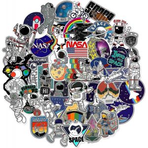 50 Pcs Stickers Pack Pour Bouteilles D'eau, Nasa Logo Space Astronaut Vinyl Sticker Plastic Astronaut Sticker - Neuf