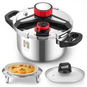 Subzonal-Autocuiseur 3 En 1 Autocuiseurs En Acier Inoxydable De 5 Litres Avec Plaque Vapeur Et Couvercle En Verre Autocuiseur Antid&eacute;flagrant Adapt&eacute; &Agrave; Tous Les Types De Plaques De Cuisson (5 L) - Neuf