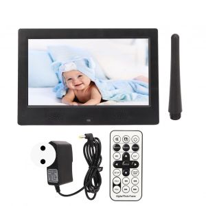 Cadre photo numerique HD 10 pouces, telecommande, video, musique, cadre photo electronique avec horloge, calendrier, noir, prise UE 100-240 V - Neuf