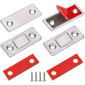 Aimant Porte Placard Loquet Magnetique 2 Pièces Ultra Mince Loqueteaux Magnétiques en Métal à Coller Aimant Fermeture Adhésif Aimant Puissant pour Porte Coulissante Tiroirs Fenêtre Armoire - Neuf