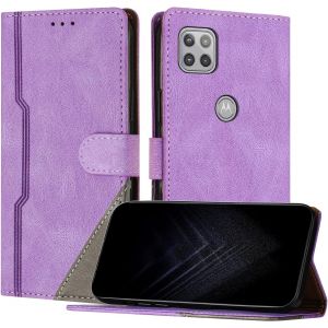Kal-Étui Pour Motorola Moto G 5g, Housse En Cuir Pu Avec [Protection Antichoc Tpu] [Fonction Support] [Porte-Cartes ] Antichoc Magnétique Coque Pour Moto G 5g - Violet - Neuf