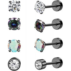 Kal-G23 Titane Boucles D'oreilles Pour Hommes Femme Fille Argent Noir Opale Perle Boucles D'oreilles Boucles D'oreilles En Titane Pour Oreilles Sensibles Boucles D'oreilles Hypoallerg&eacute;niques - Neuf