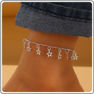 Senior-Bracelet De Cheville Étoile Boho Étoile Creuse Satellite Chaîne De Pied Pendentif Étoile Pentagonale Argent Chaîne De Cheville Étoile De Plage Hawaïenne Bijoux De Pied Pour Femmes[L630] - Neuf