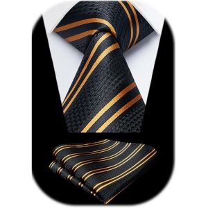Men's Tie And Clutch Set 8.5 Cm Silk Ties For Men Plaid Stripes Tie For Wedding Party Business.[B245] - Neuf