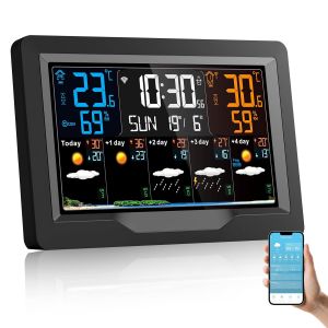 SUBZONAL-Station M&eacute;t&eacute;o Int&eacute;rieur Ext&eacute;rieur sans Fil , Station Meteo Connect&eacute;e WIFI, Thermom&egrave;tre et Hygrom&egrave;tre avec Capteur, Pr&eacute;visions M&eacute;t&eacute;o 5 Jours, Indice UV, Barom&egrave;tre, 4 Luminosit&eacute;s R&eacute;glables - Neuf