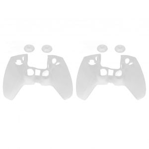 2pcs Housse De Protection En Silicone Étui Ergonomique Doux Empêcher De Glisser Manchon De Poignée Étanche À La Poussière Pour Manette Ps5 Blanc - Neuf