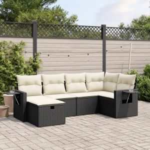 Prolenta Premium - Salon De Jardin 6 Pcs Avec Coussins Noir R&eacute;sine Tress&eacute;e - Neuf