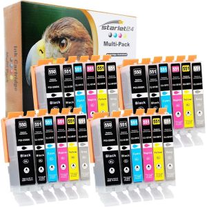 24x Cartouches d'encre Compatibles pour Canon PGI-550 CLI-551 pour PIXMA iP-7250 iP-8750 iX-6850 MG-5450 MG-5550 MG-5650 MG-5655 MG-6350 MG-6450 MG-6450 MG-650 MG-650 MG-7150 MX-725 MX-925 - Neuf